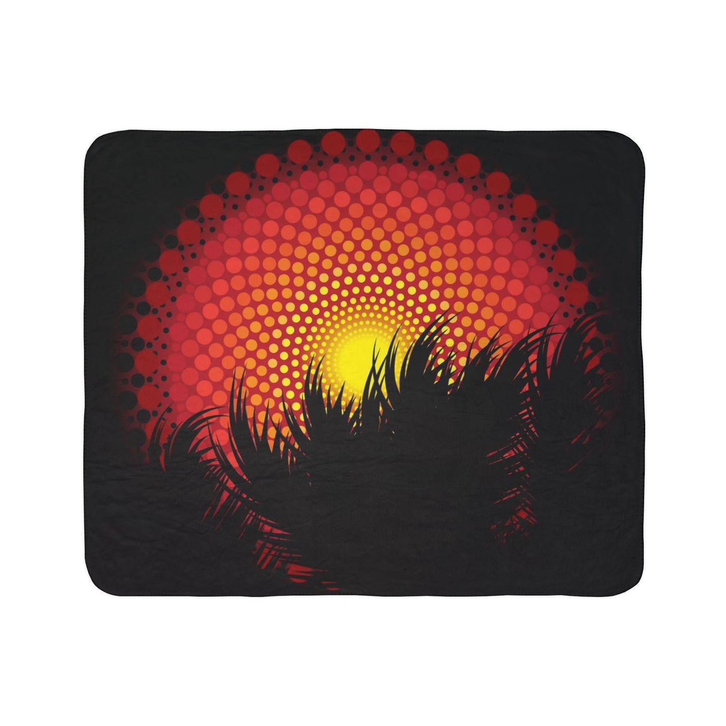 Black Palm Fleece Sherpa Blanket