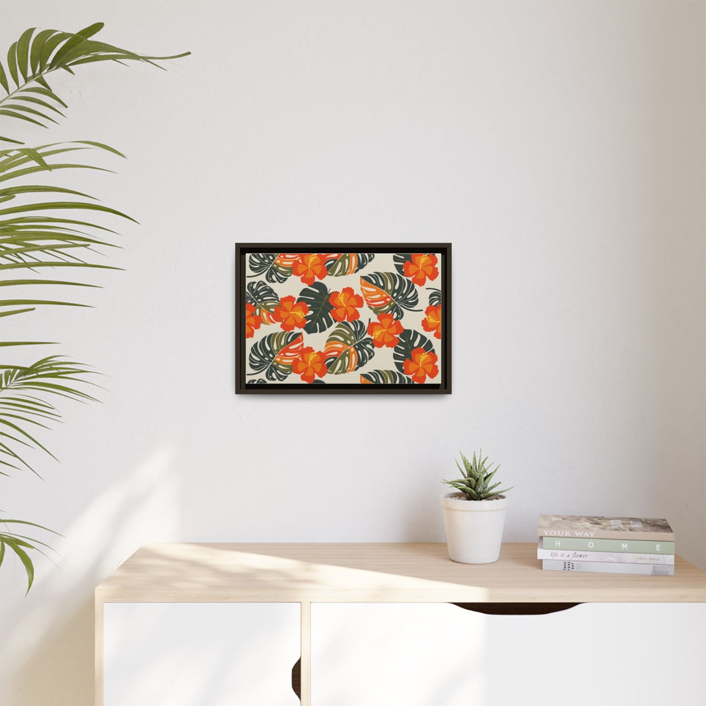Orange Hibiscus Framed Matte Canvas Art