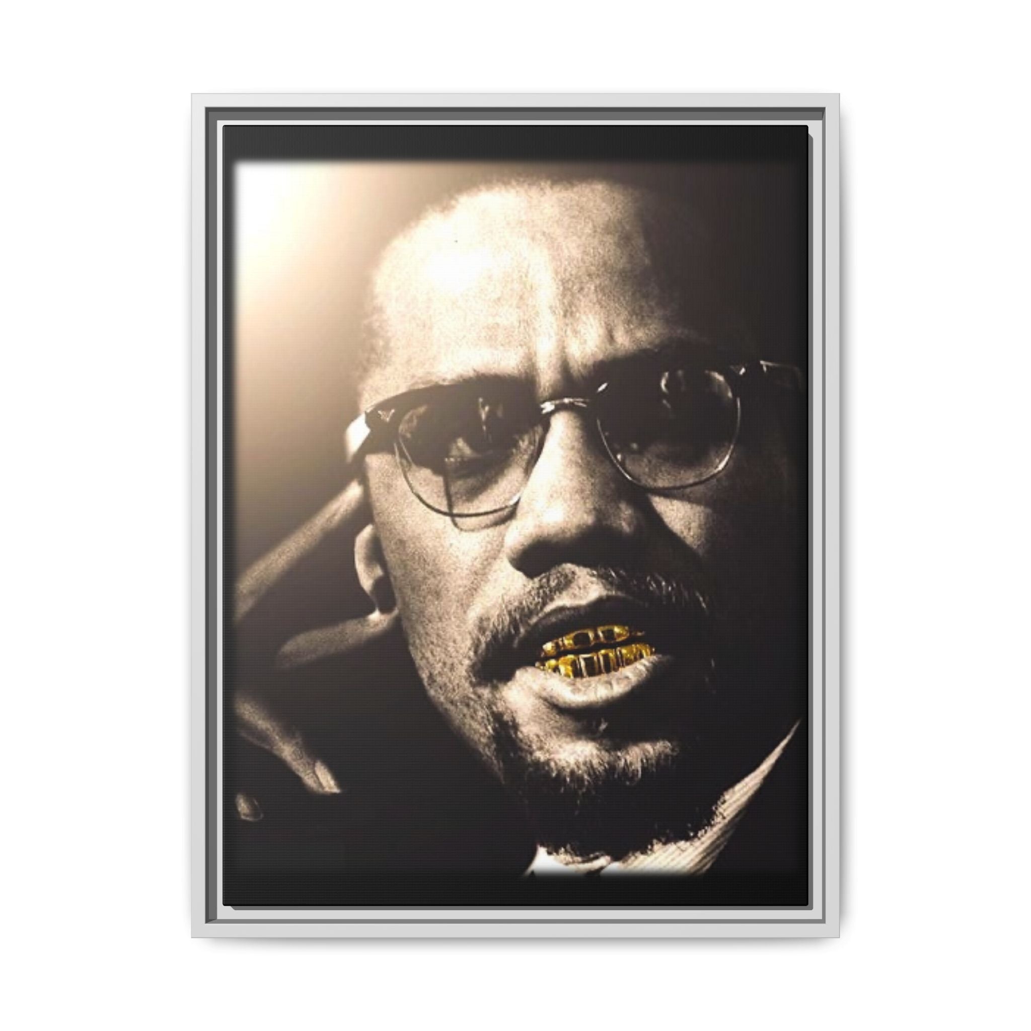 Malcom X  Matte Canvas, Framed (Multi-color)