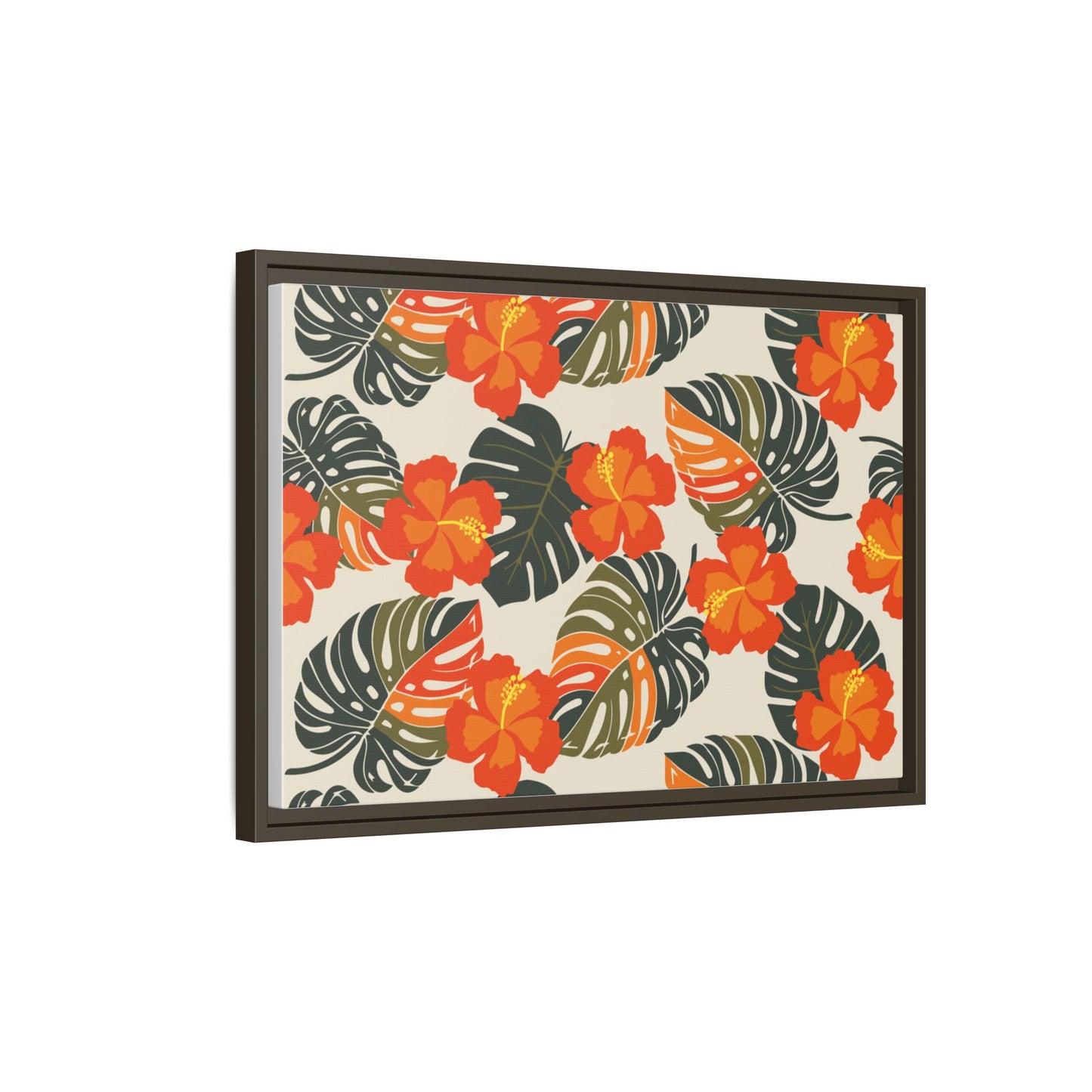 Orange Hibiscus Framed Matte Canvas Art