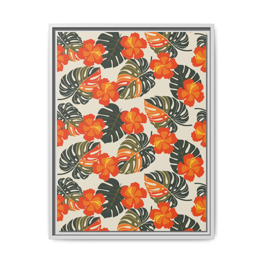 Orange Hibiscus Framed Matte Canvas Art