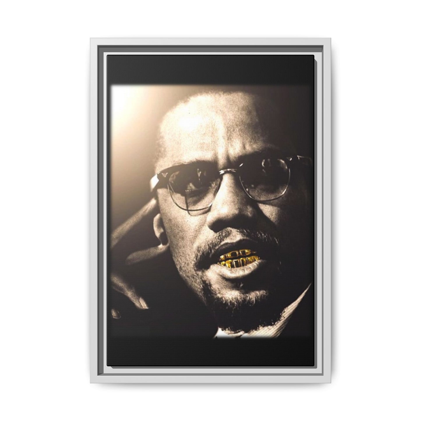 Malcom X  Matte Canvas, Framed (Multi-color)
