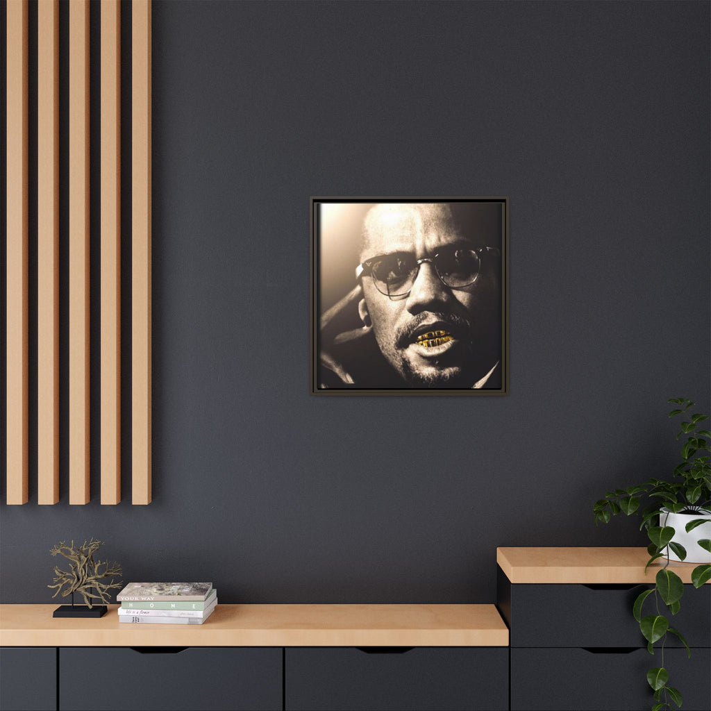 Malcom X  Matte Canvas, Framed (Multi-color)