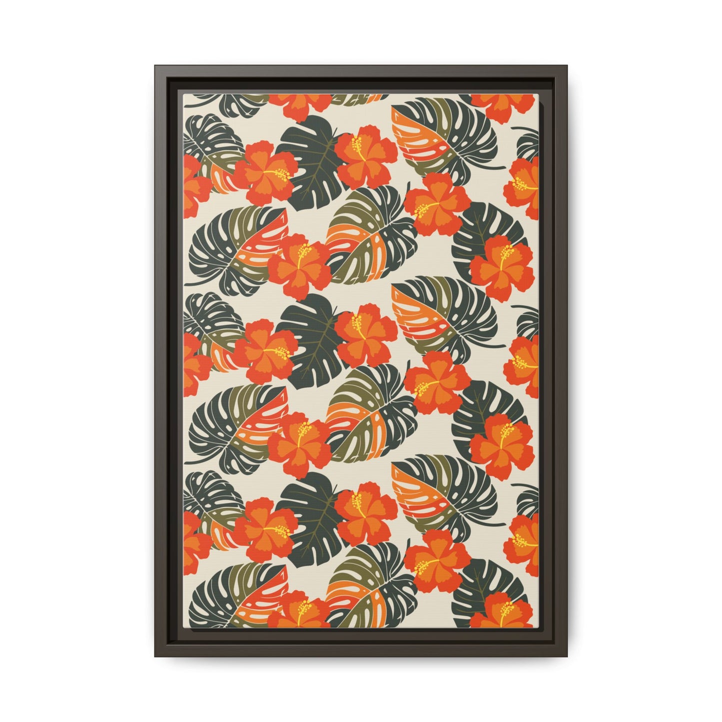 Orange Hibiscus Framed Matte Canvas Art