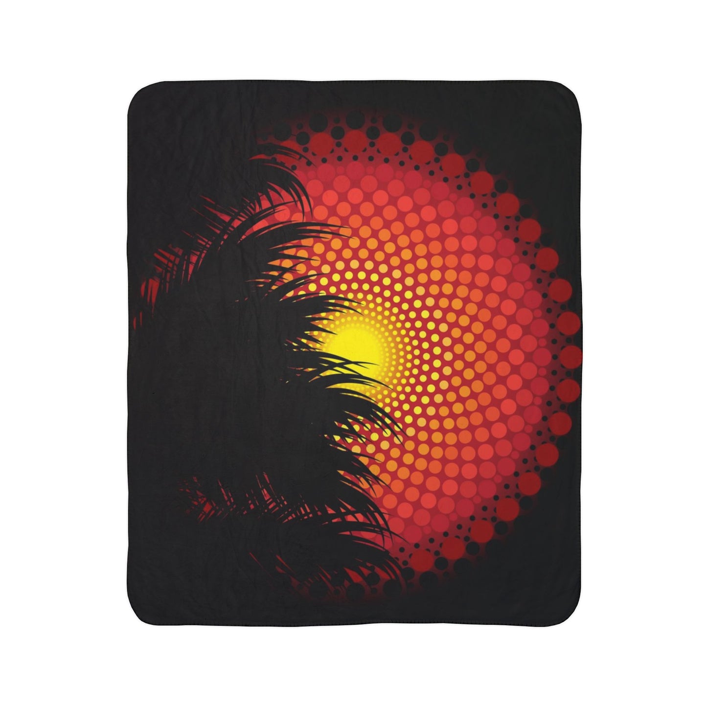 Black Palm Fleece Sherpa Blanket