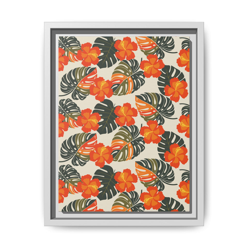 Orange Hibiscus Framed Matte Canvas Art