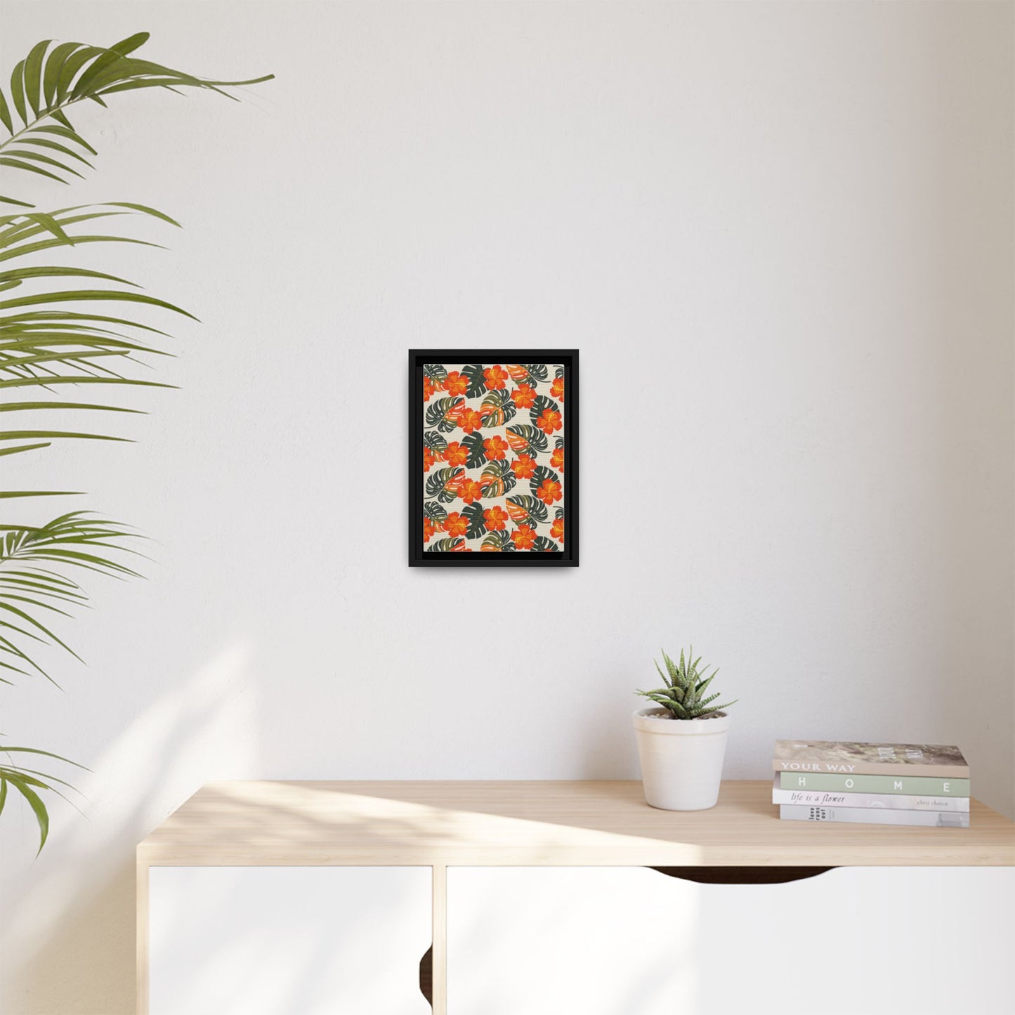 Orange Hibiscus Framed Matte Canvas Art
