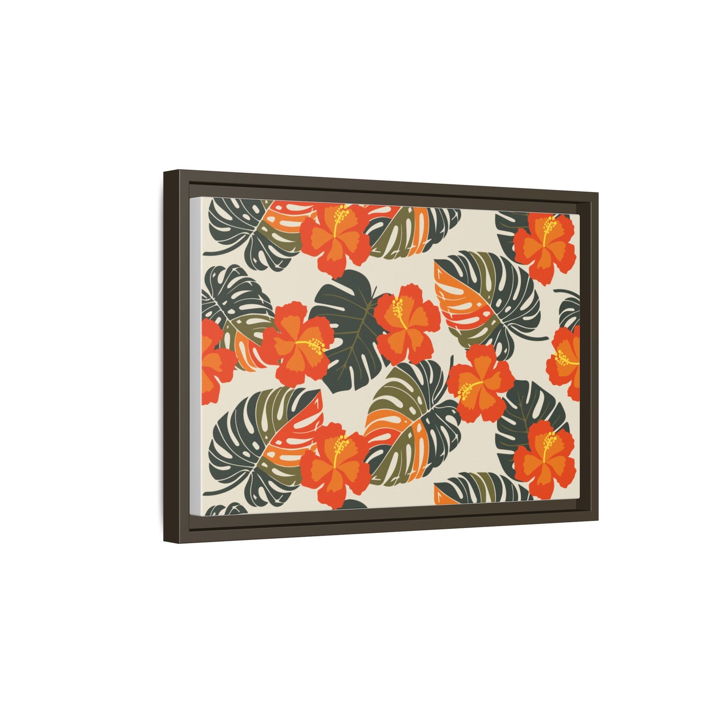 Orange Hibiscus Framed Matte Canvas Art