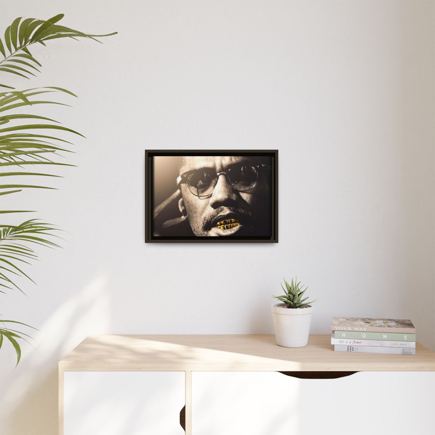 Malcom X  Matte Canvas, Framed (Multi-color)