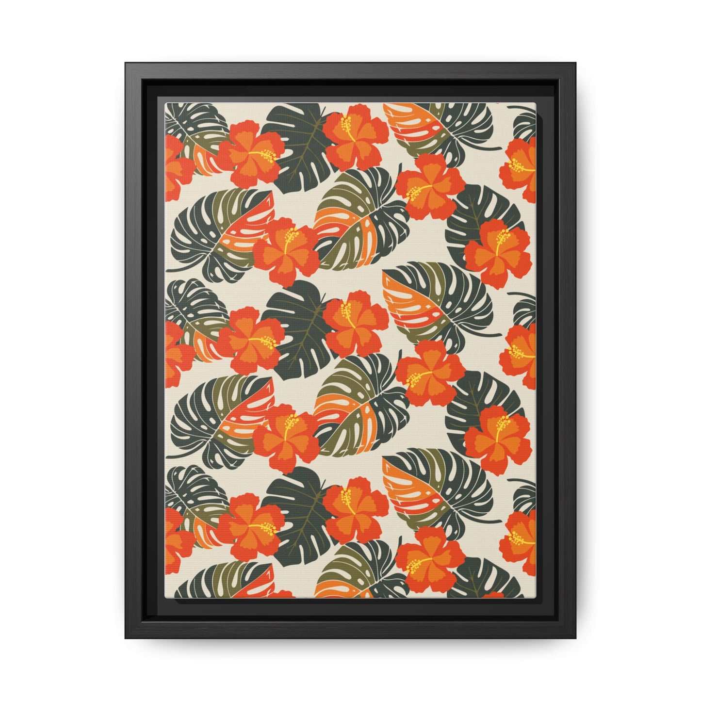 Orange Hibiscus Framed Matte Canvas Art