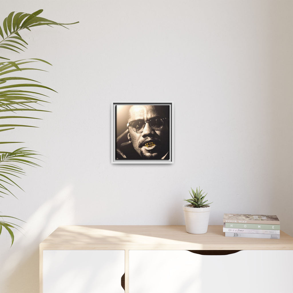 Malcom X  Matte Canvas, Framed (Multi-color)