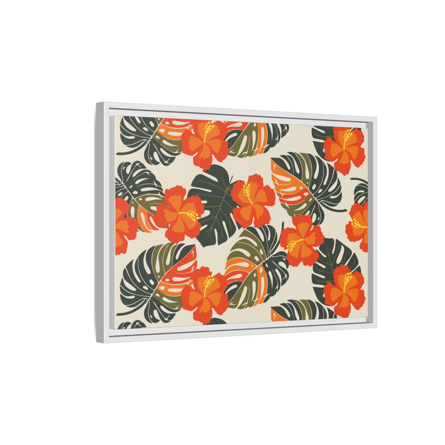 Orange Hibiscus Framed Matte Canvas Art