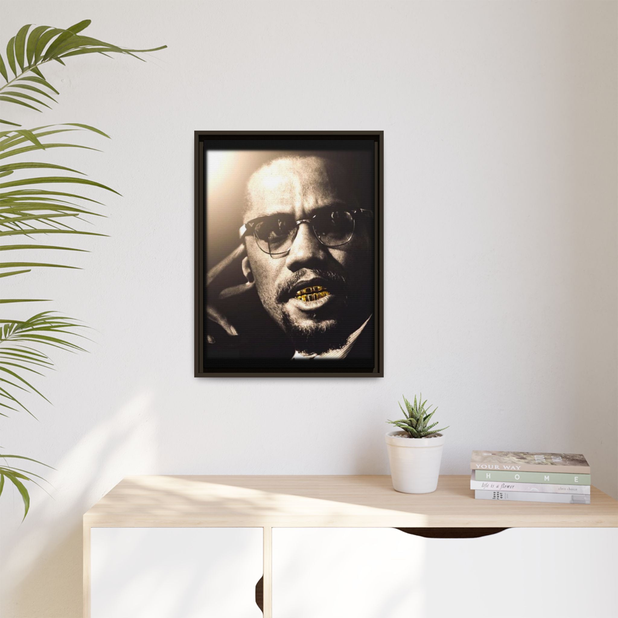 Malcom X  Matte Canvas, Framed (Multi-color)