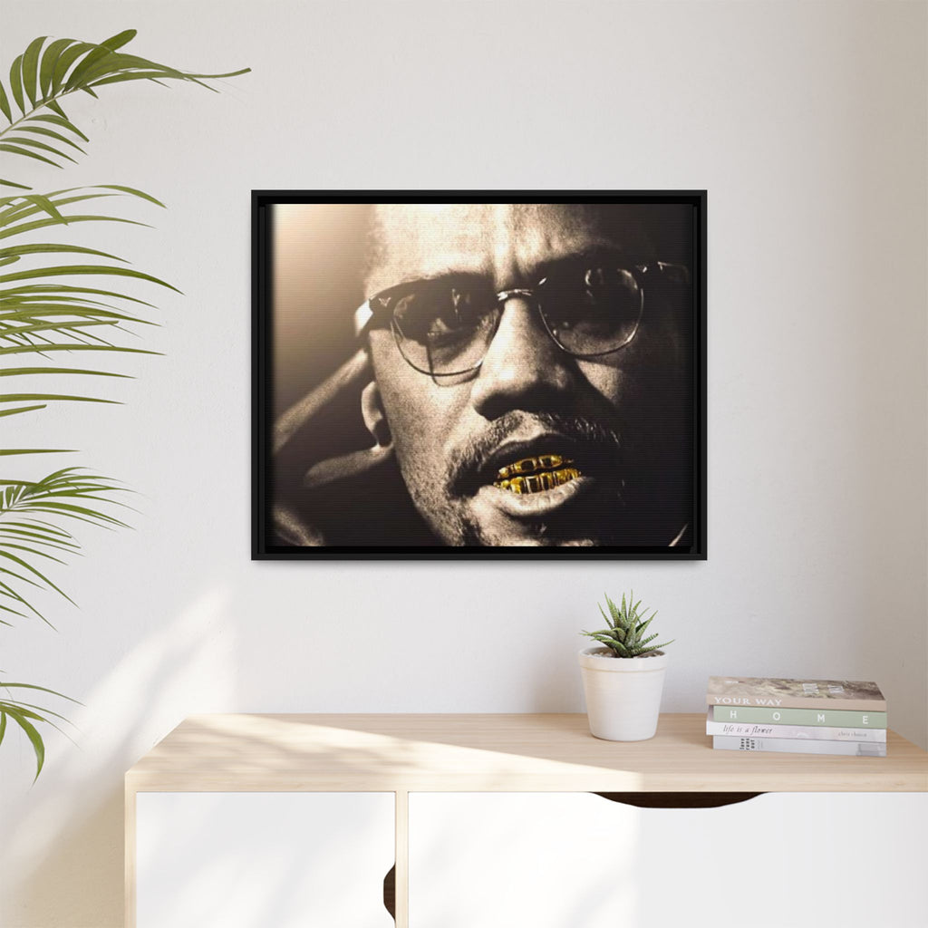 Malcom X  Matte Canvas, Framed (Multi-color)