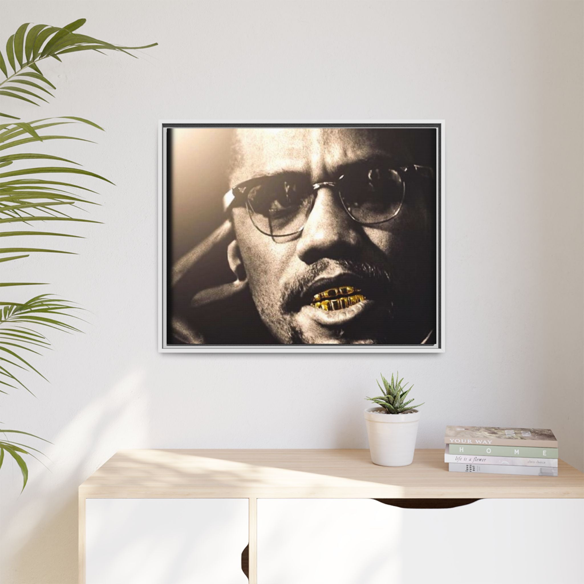 Malcom X  Matte Canvas, Framed (Multi-color)