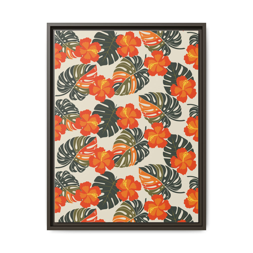 Orange Hibiscus Framed Matte Canvas Art