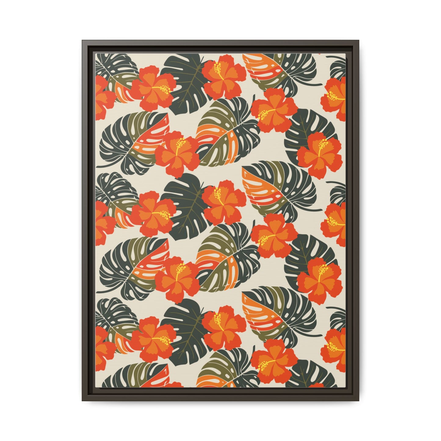 Orange Hibiscus Framed Matte Canvas Art