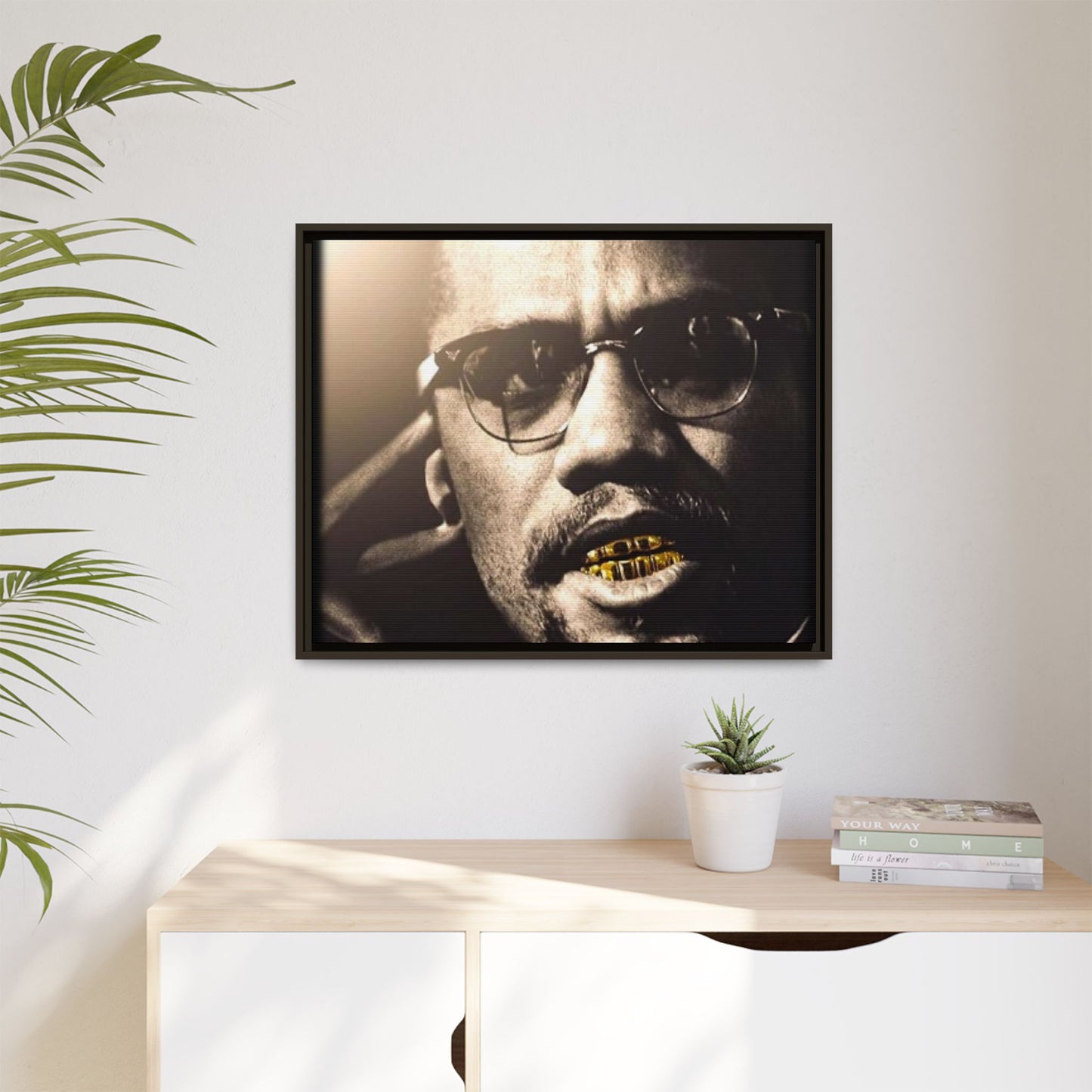 Malcom X  Matte Canvas, Framed (Multi-color)