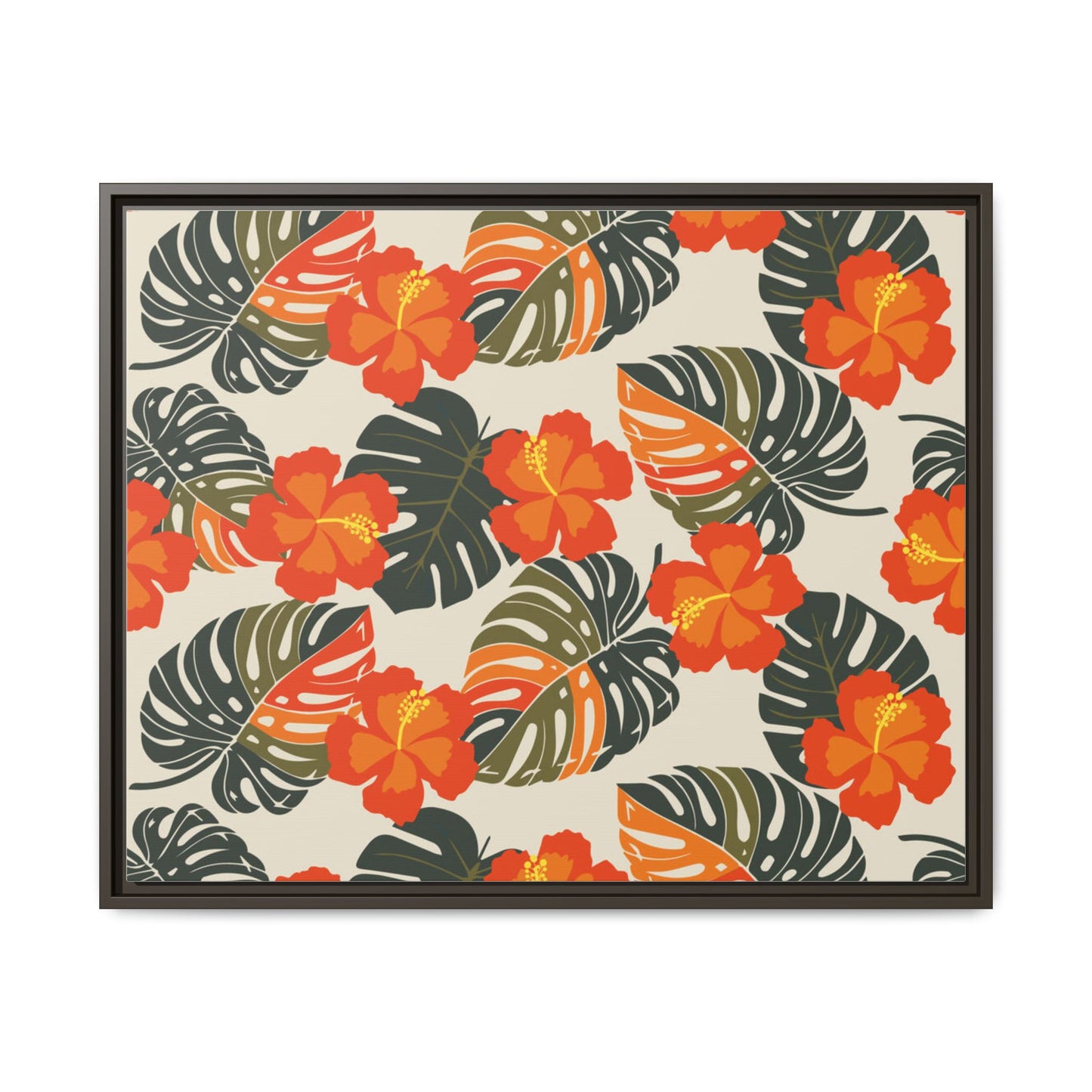 Orange Hibiscus Framed Matte Canvas Art