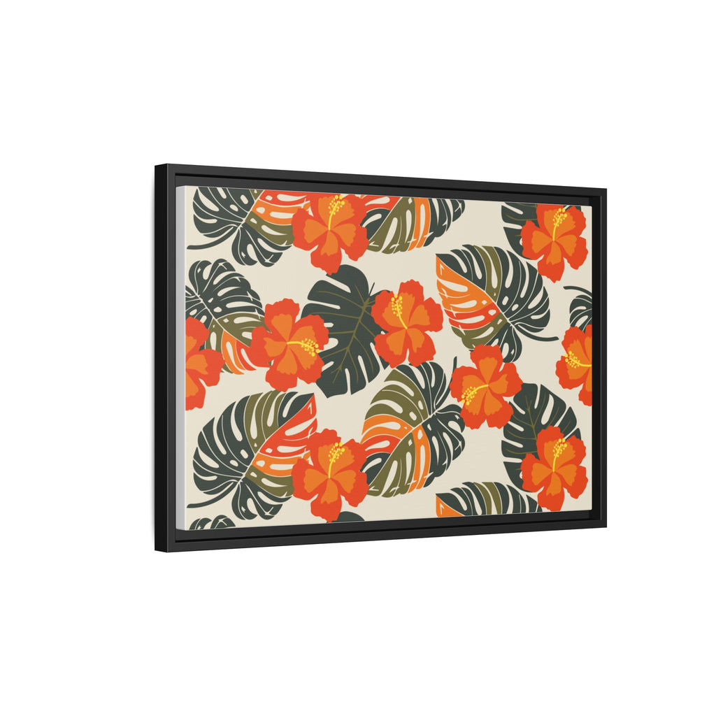 Orange Hibiscus Framed Matte Canvas Art