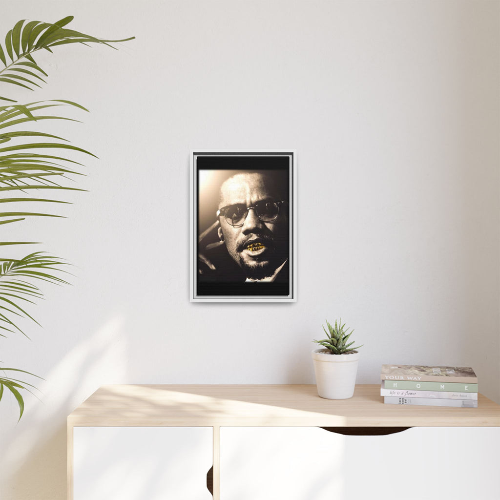 Malcom X  Matte Canvas, Framed (Multi-color)