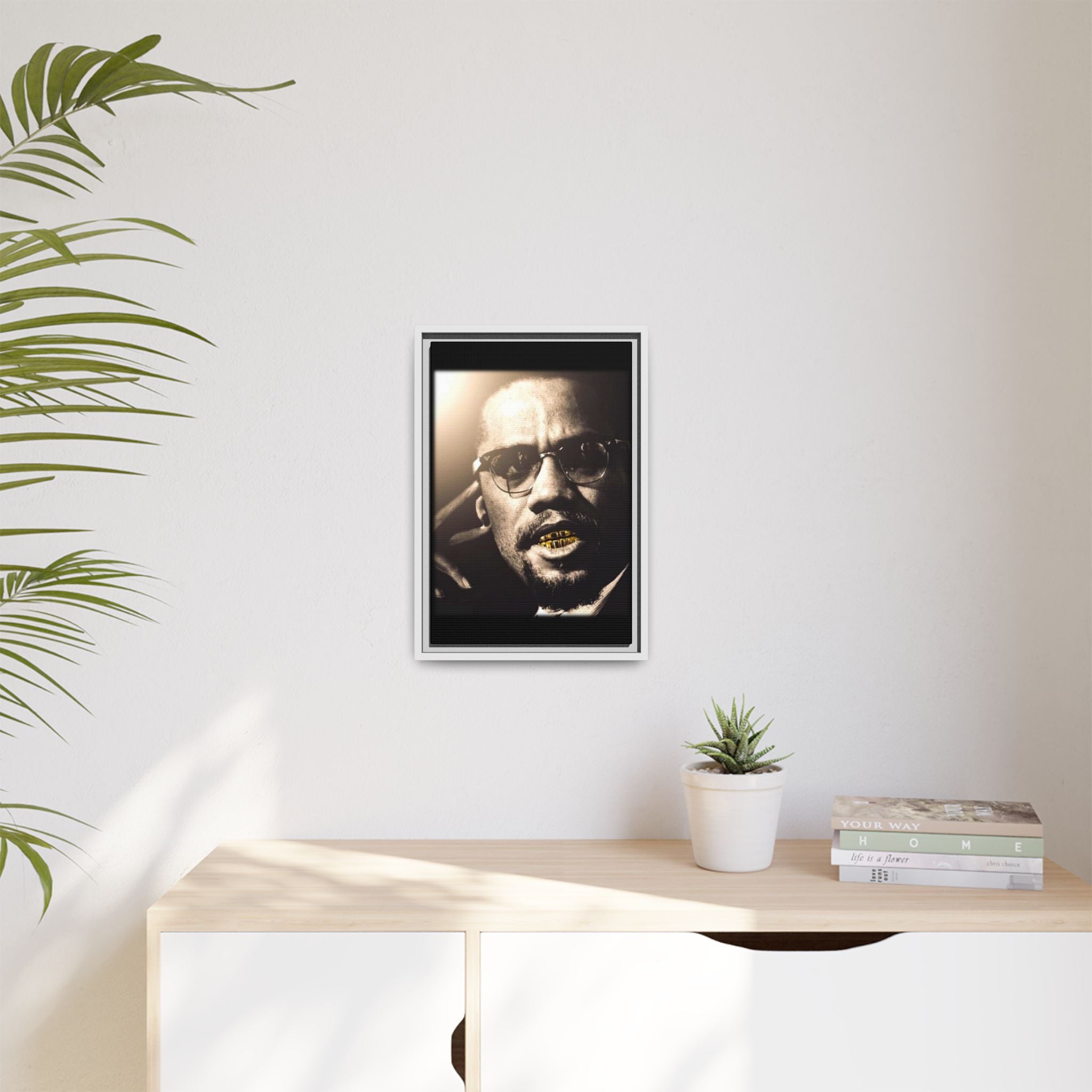Malcom X  Matte Canvas, Framed (Multi-color)