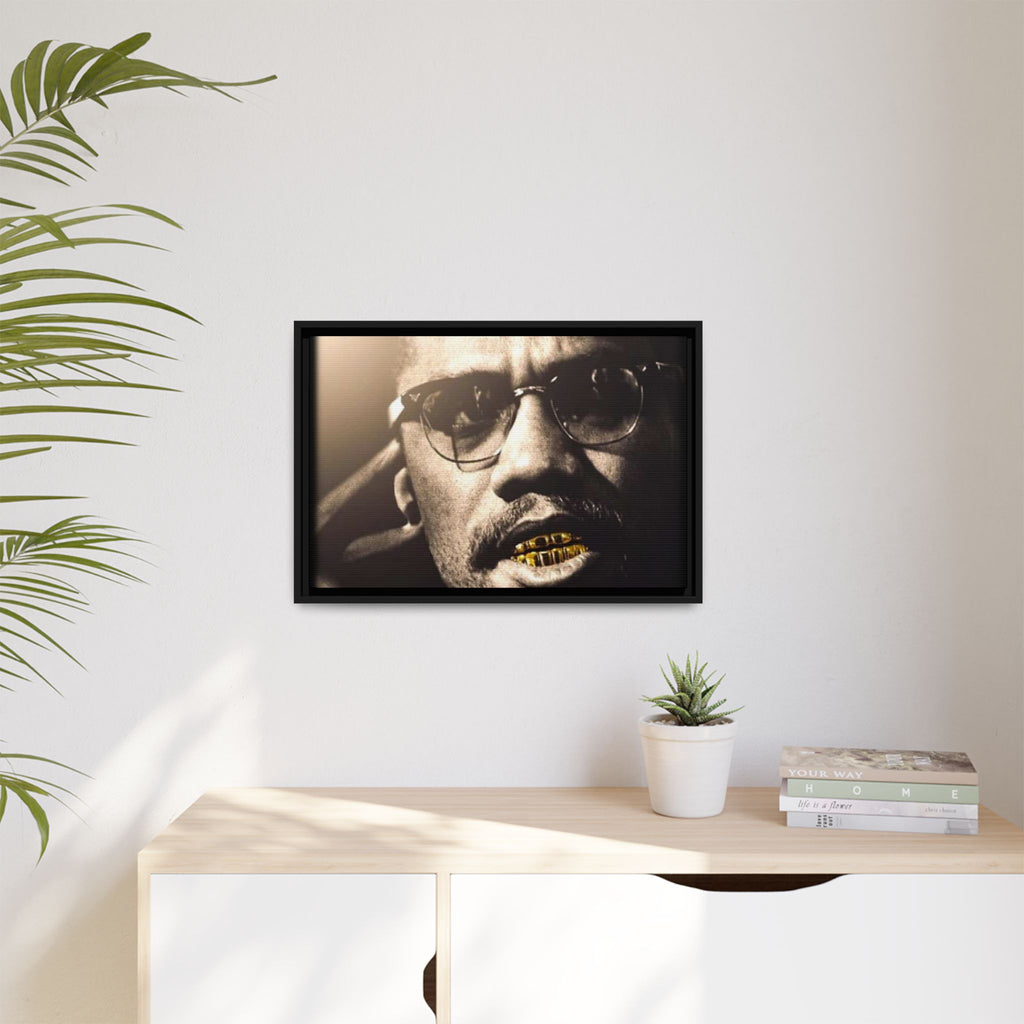 Malcom X  Matte Canvas, Framed (Multi-color)