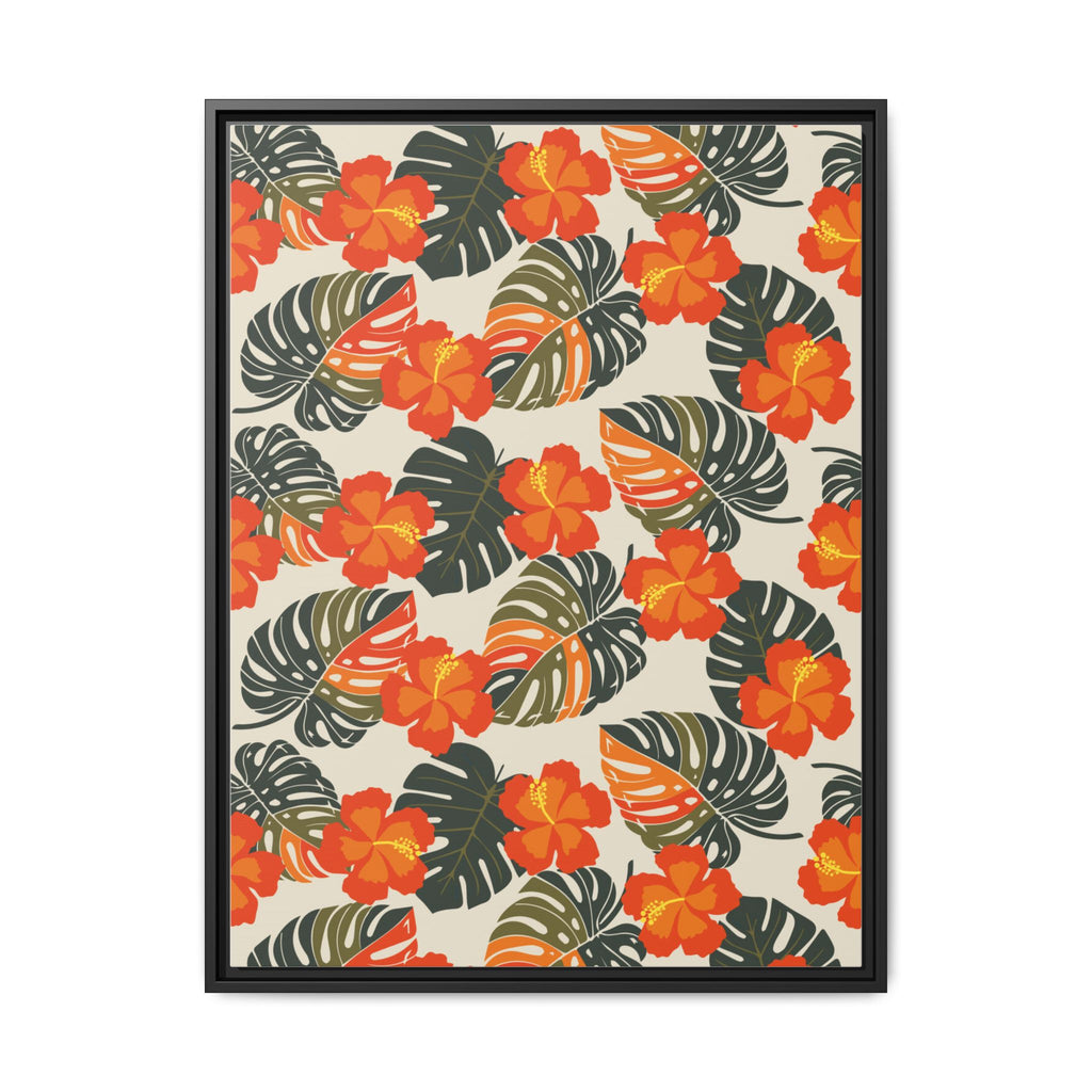 Orange Hibiscus Framed Matte Canvas Art