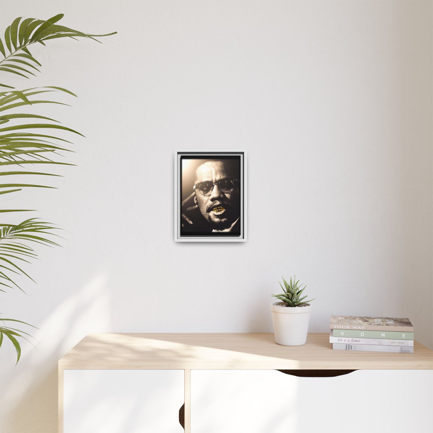 Malcom X  Matte Canvas, Framed (Multi-color)