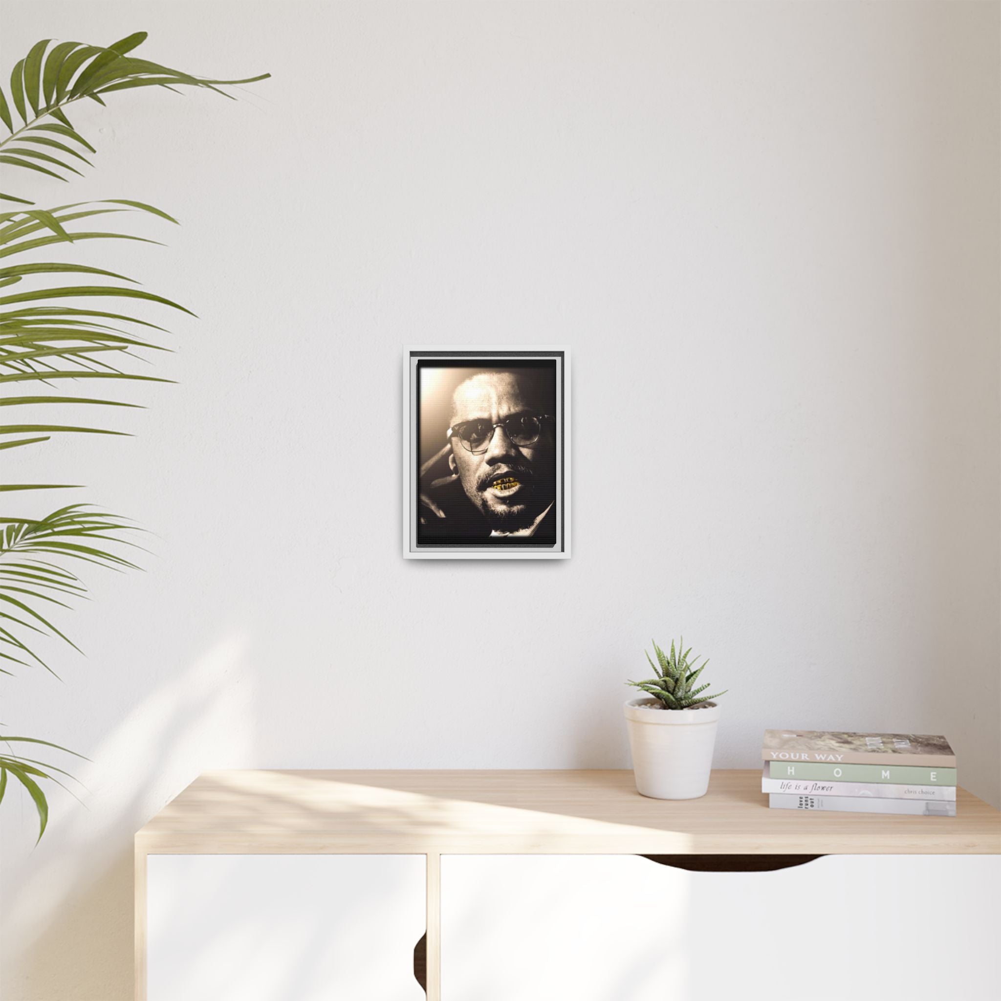 Malcom X  Matte Canvas, Framed (Multi-color)